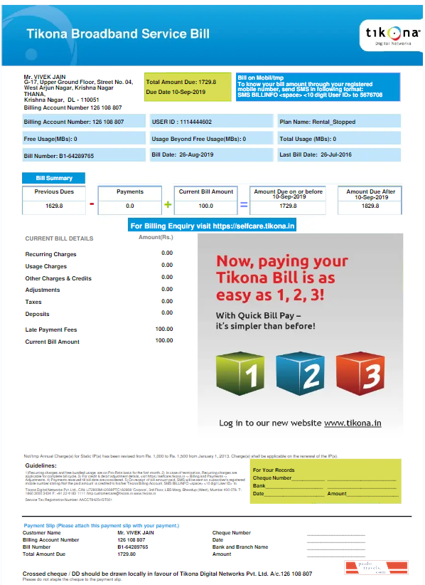 INDONESIA TIKONA utility bill Word and PDF template